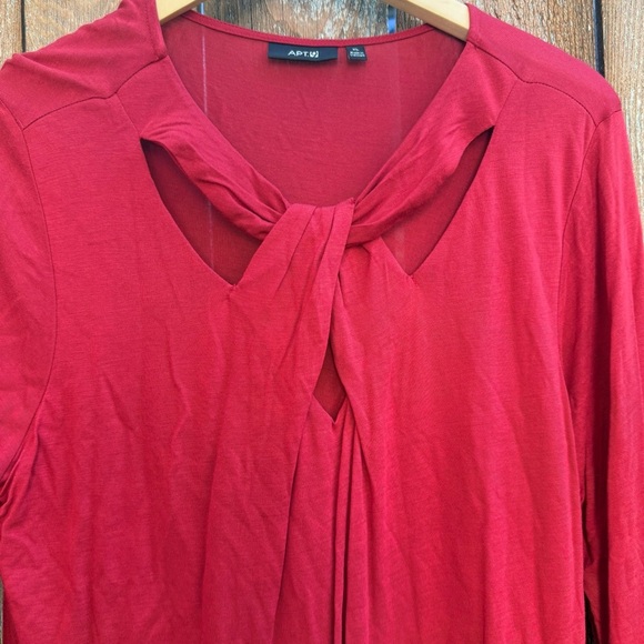 APT 9 Women’s Red Cut Out Long Sleeve Blouse Shirt Size XL NWT - Picture 3 of 11